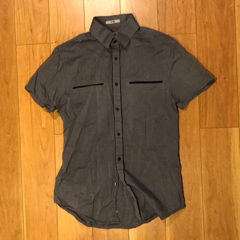 Light Blue Fitted Men’s Express Button Up